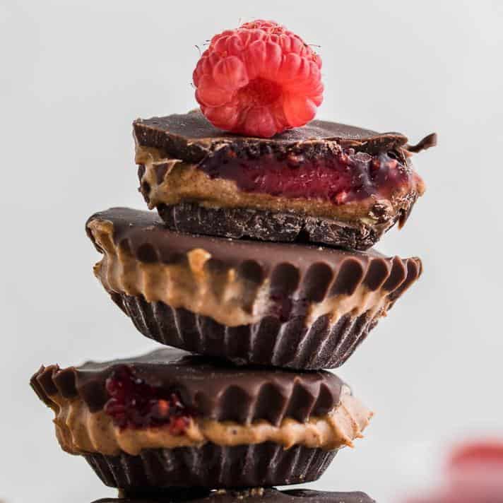 side shot of paleo peanut butter jelly cups