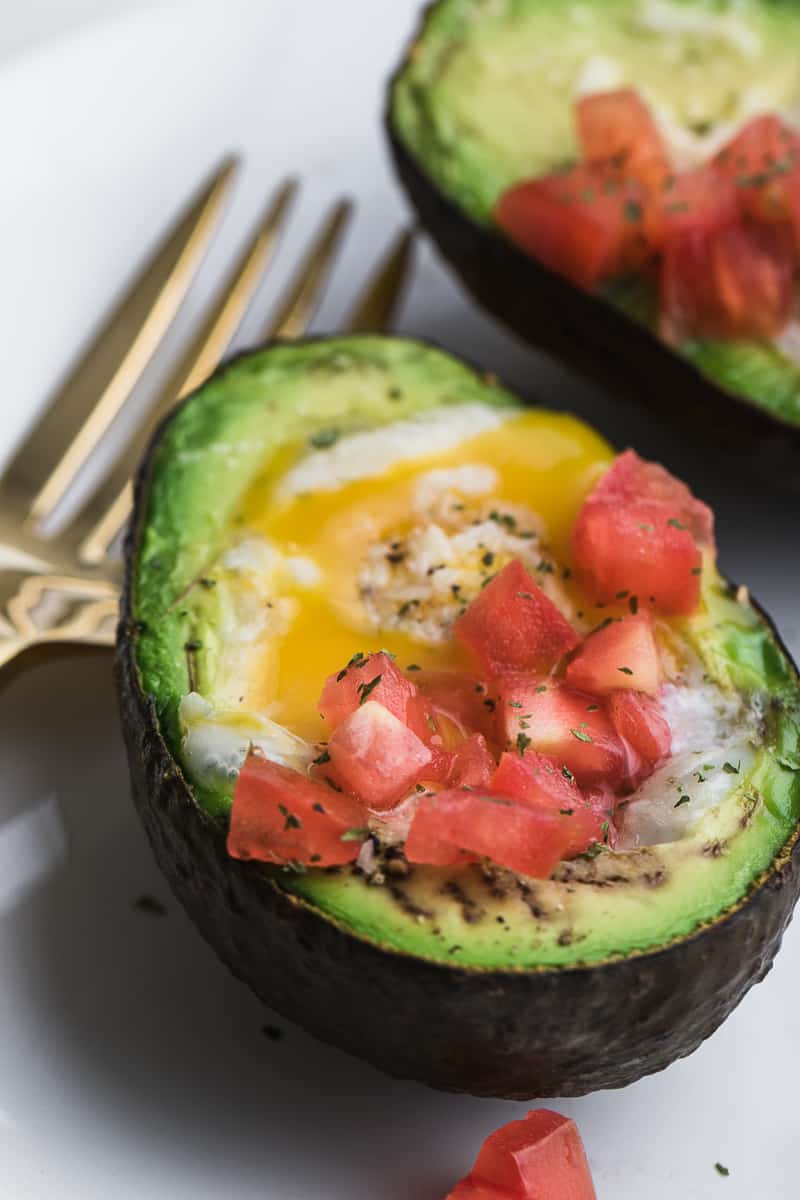 top down shot of Baked Avocado Egg