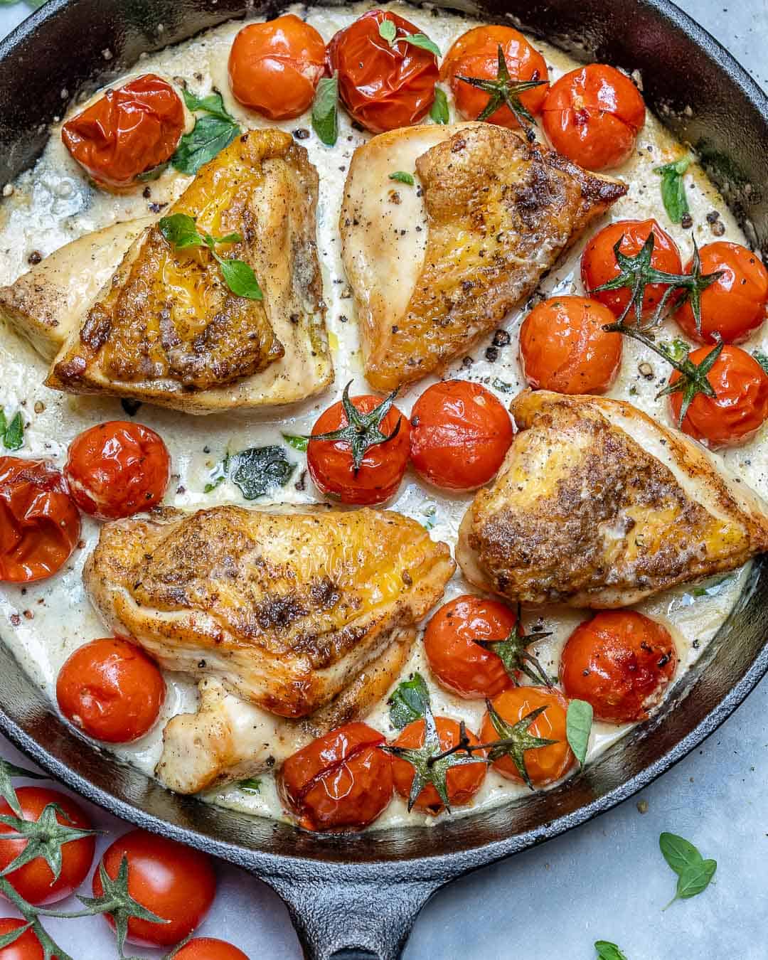 garlic chicken cooked in skillet