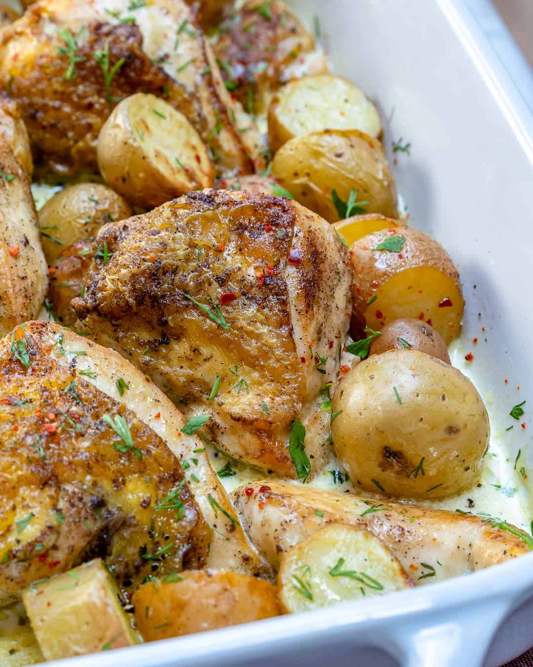 Easy Creamy Chicken Potato Bake | Healthy Fitness Meals