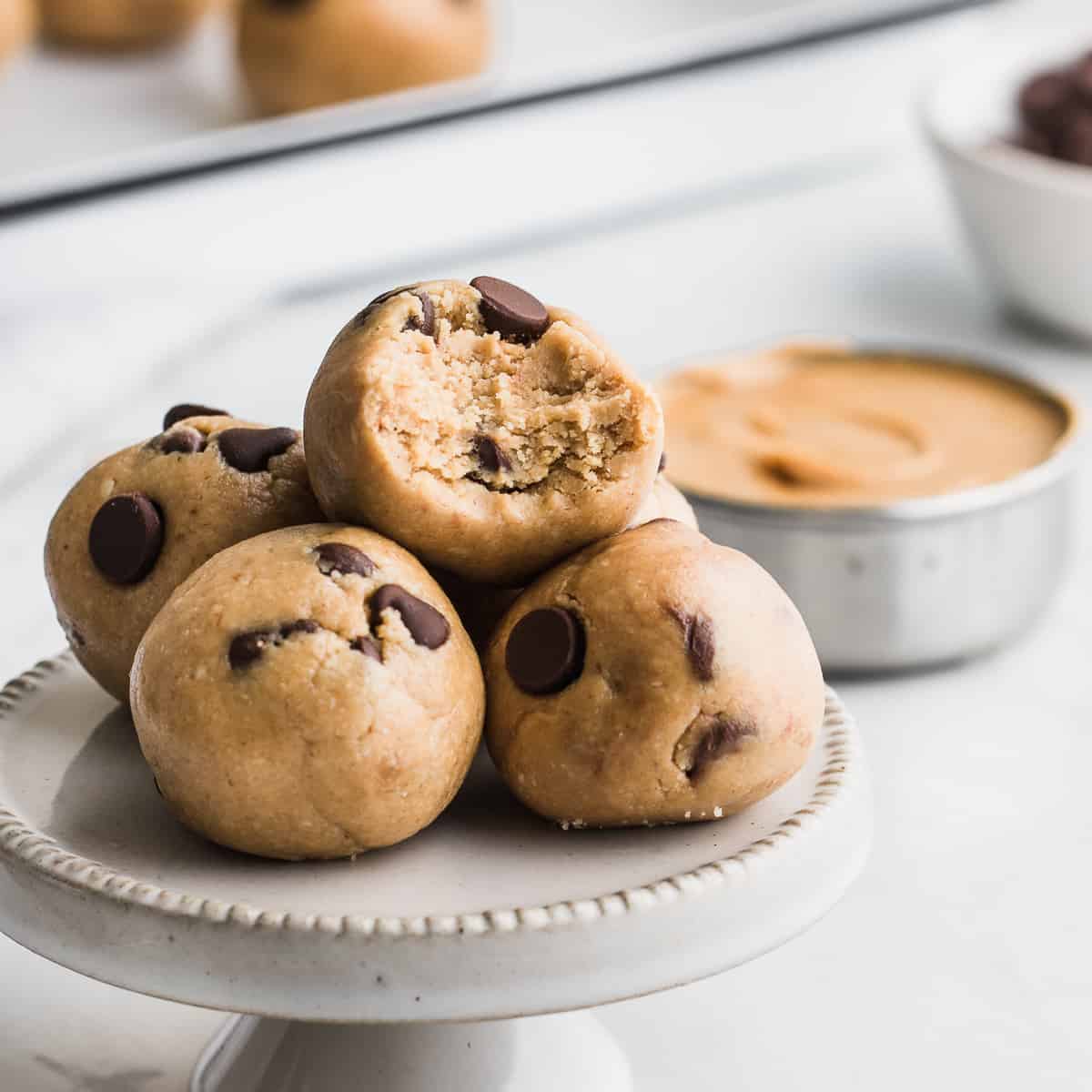 these cookie dough balls are a perfectly healthy snack and ready in minutes