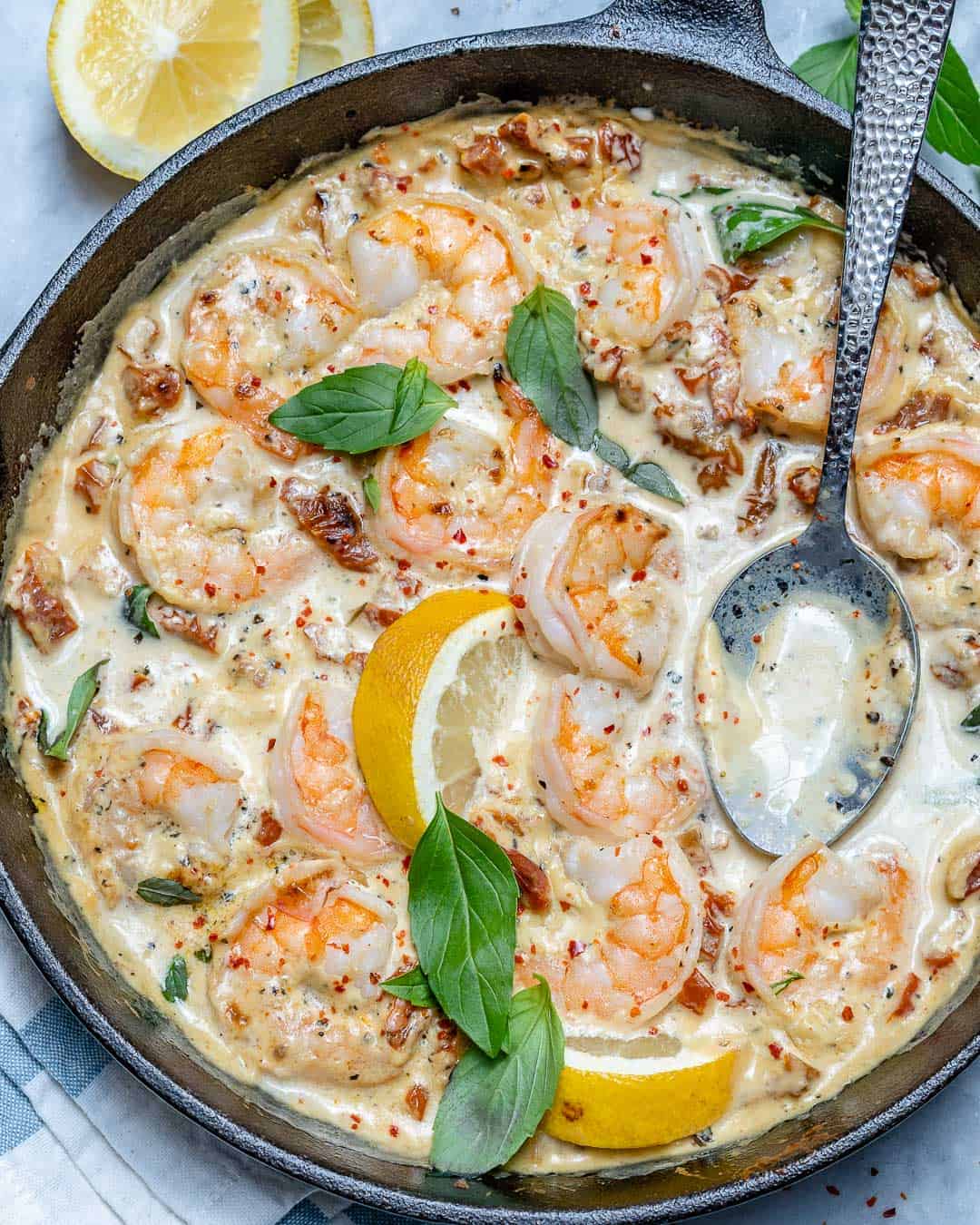 The BEST Creamy Tuscan Shrimp Healthy Fitness Meals