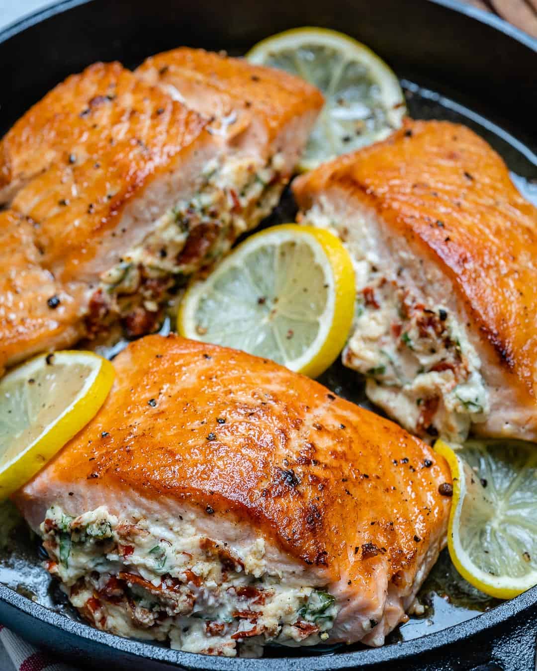 Low Carb Stuffed Salmon Recipe | Healthy Fitness Meals