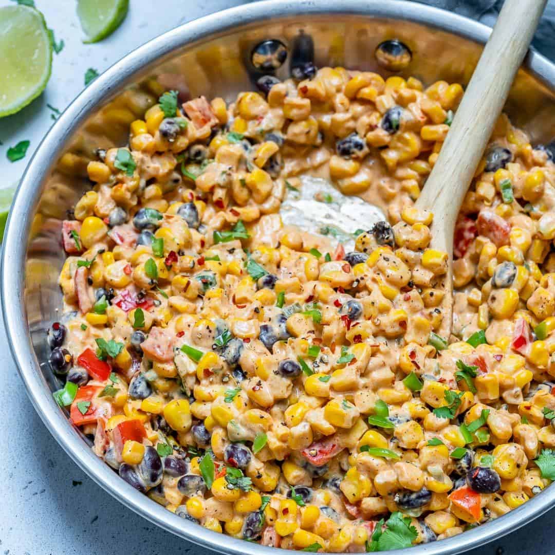 creamy southern corn recipe in skillet