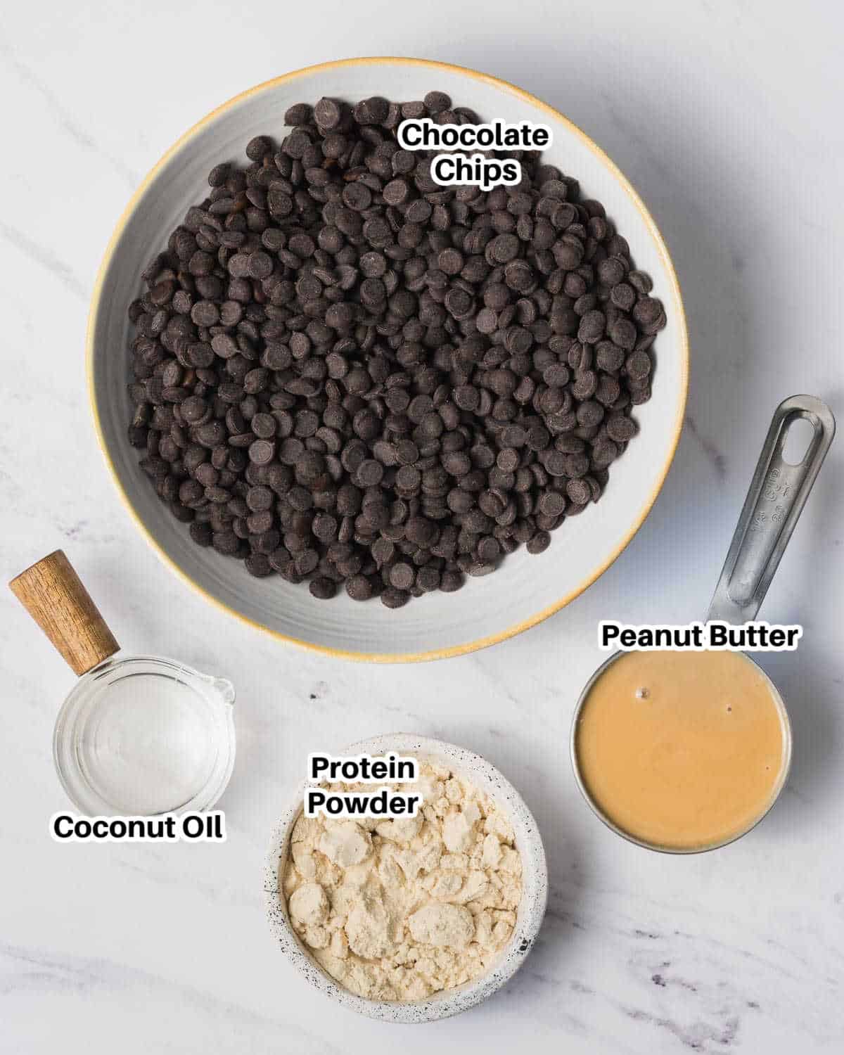 ingredients to make protein peanut butter cups.