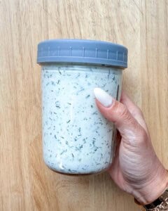 Making ranch dressing in a jar.