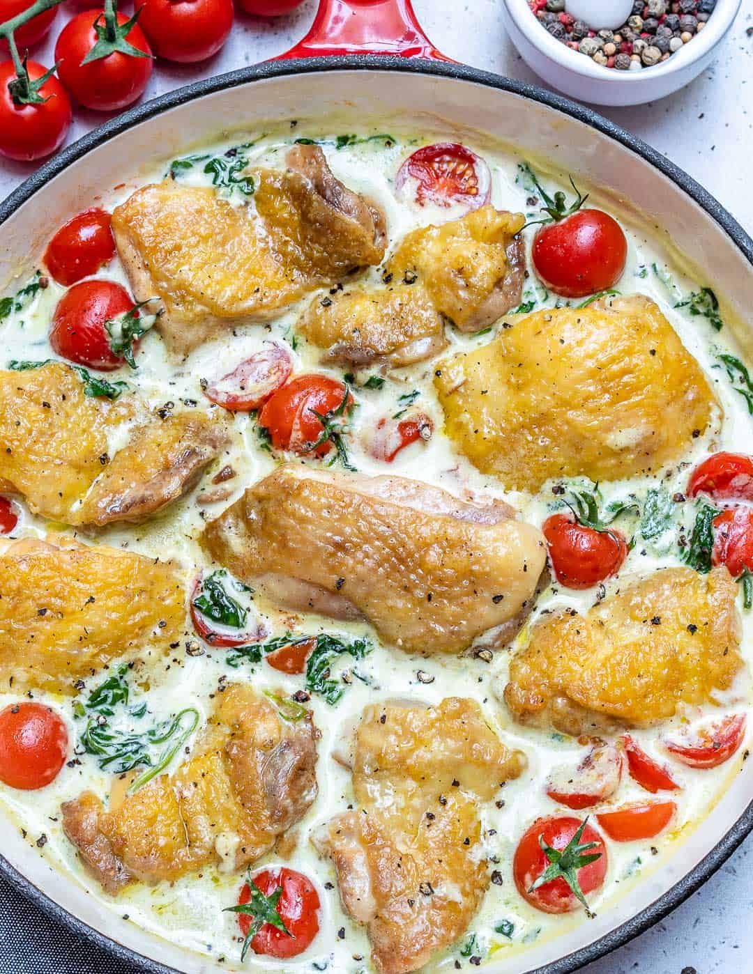keto creamy chicken recipe in skillet
