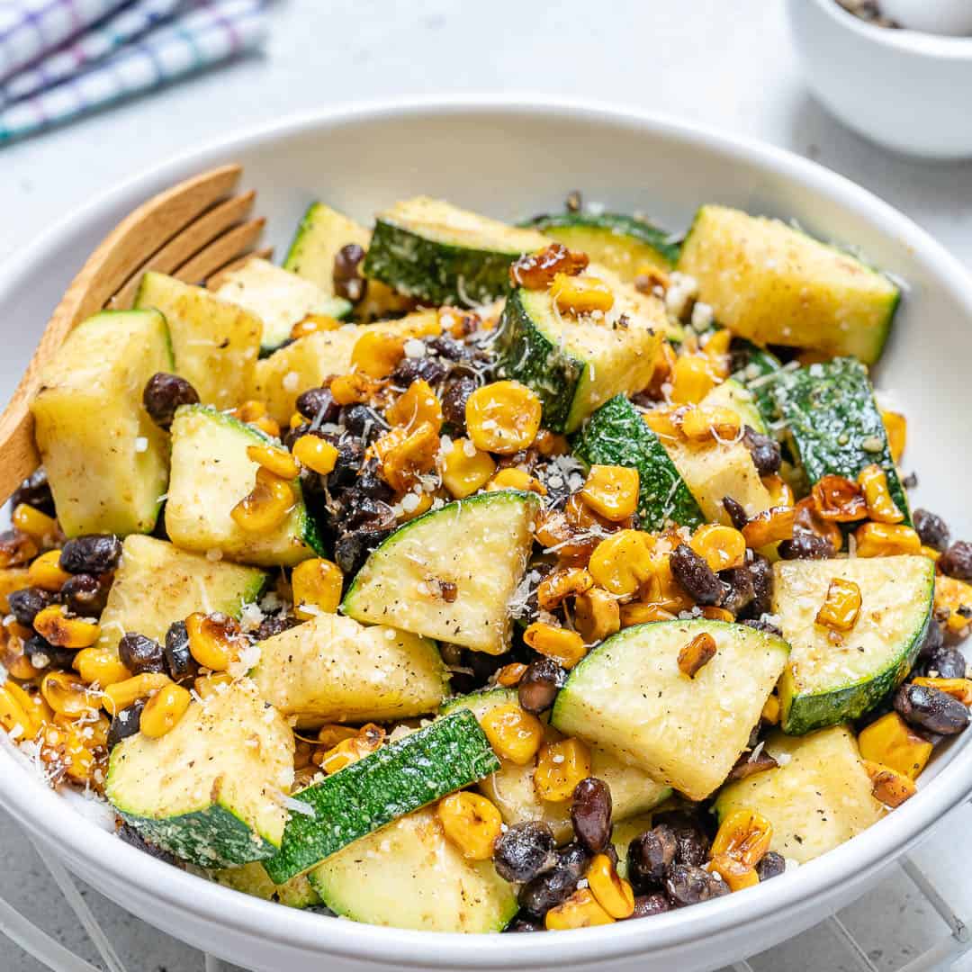 Parmesan Zucchini Corn Salad Recipe Healthy Fitness Meals