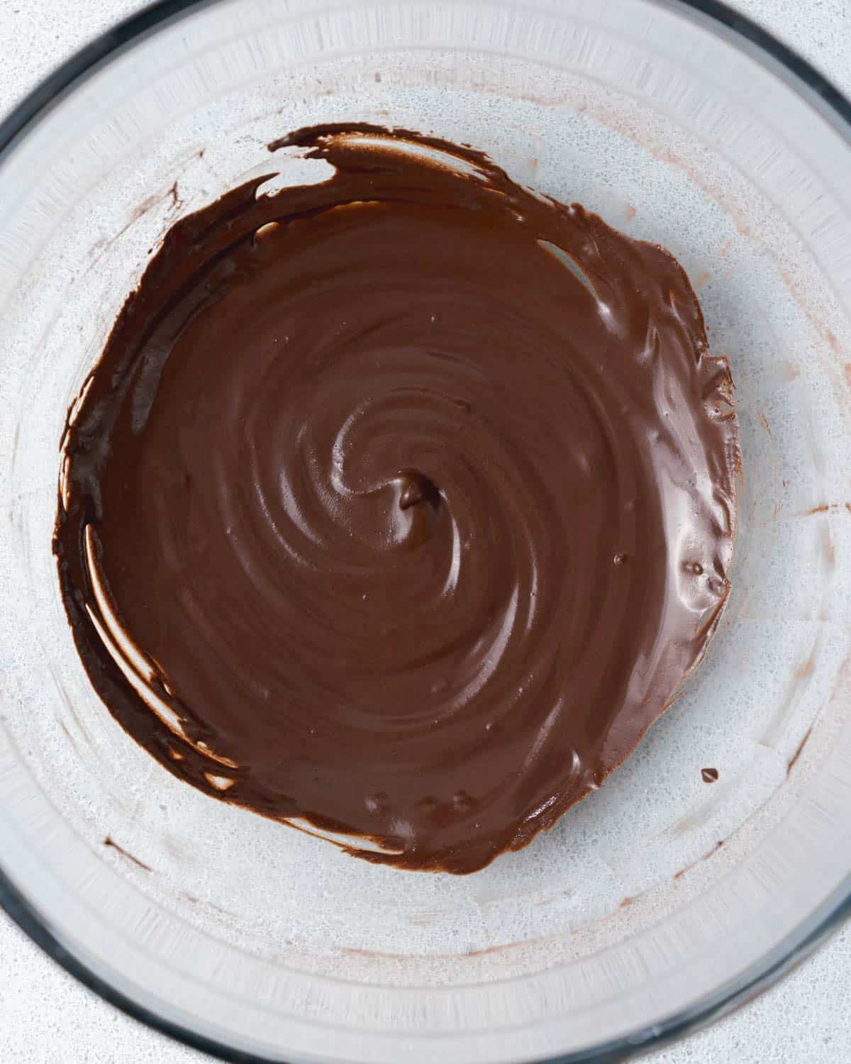 thick chocolate sauce in a bowl.