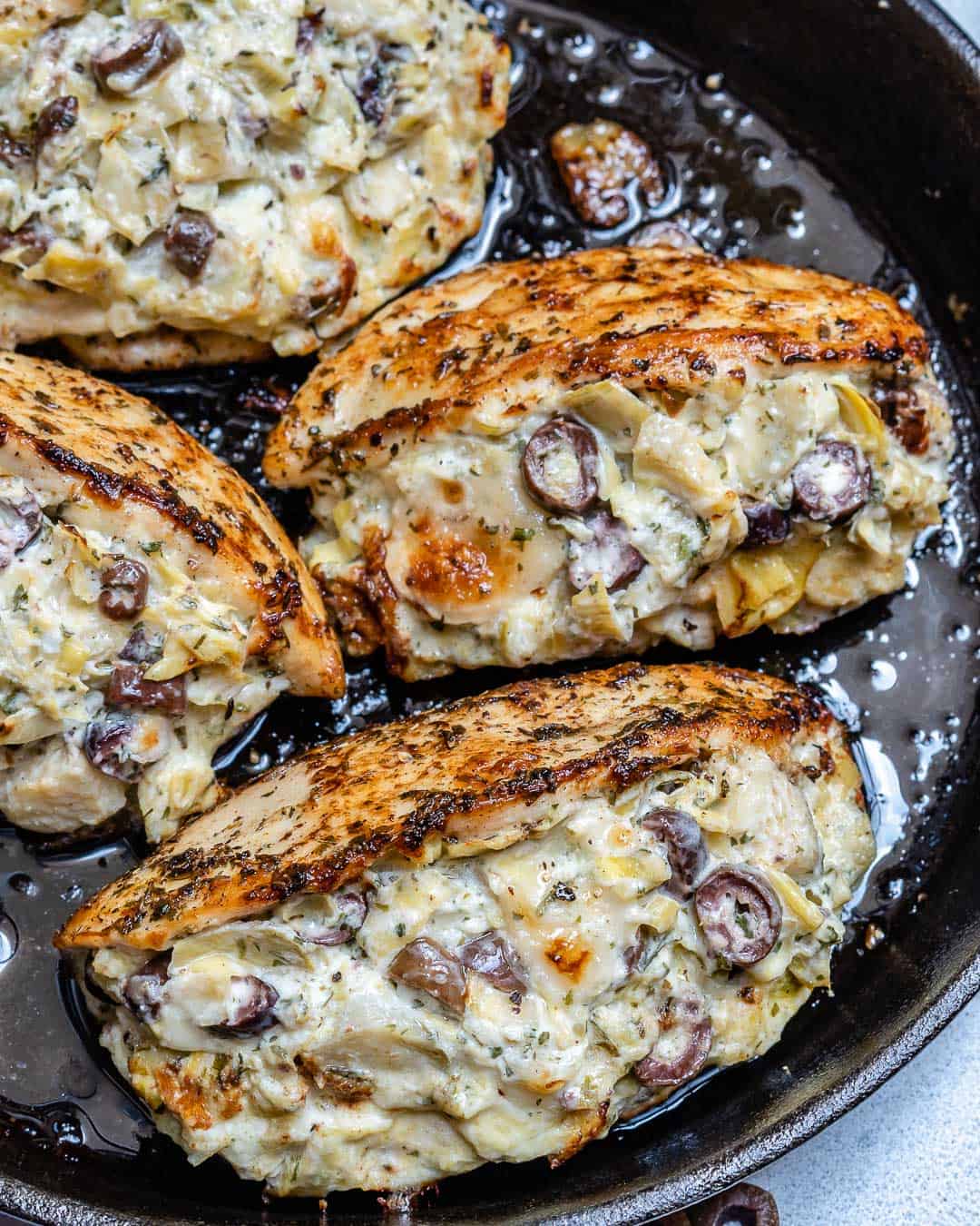 easy stuffed chicken breast with olives and artichoke