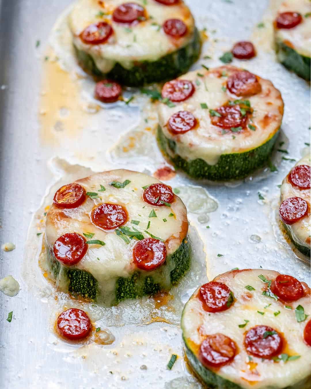 close up of low carb pizza bites