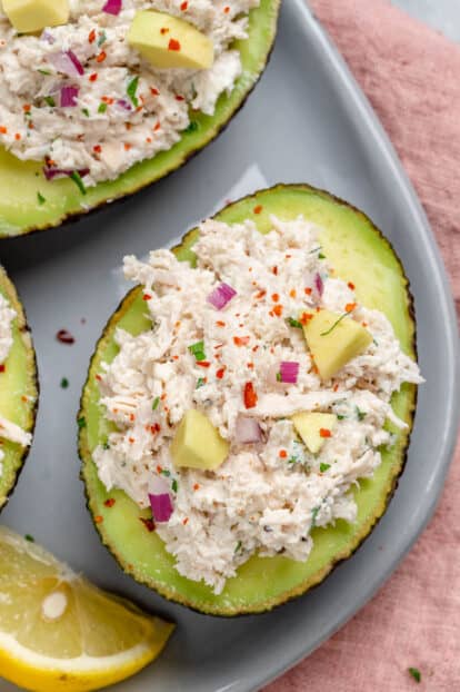 Healthy Chicken Salad Stuffed Avocados Recipe | Healthy Fitness Meals