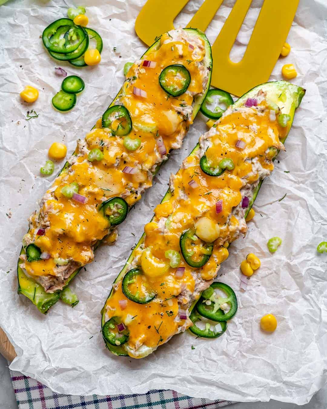 Low Carb Tuna Melt Zucchini Boats