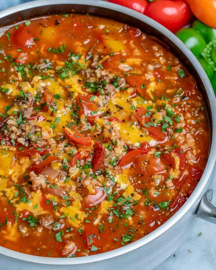 Easy Stuffed Pepper Soup Recipe | Healthy Fitness Meals