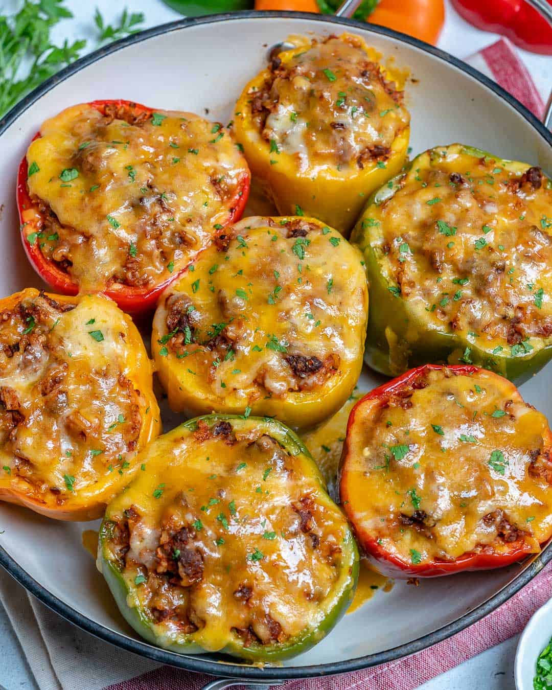 easy stuffed bell peppers on plate