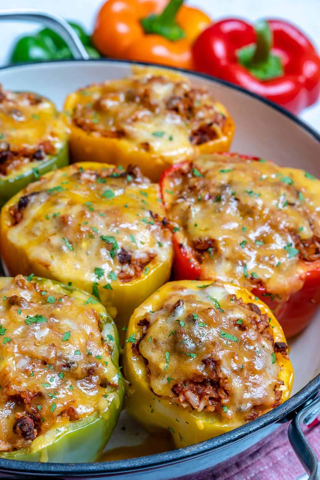 baked stuffed peppers with ground beef and rice