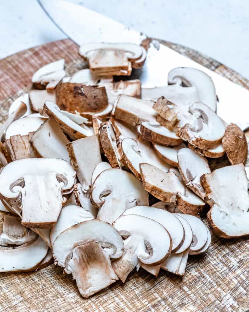 slice fresh mushrooms for green bean casserole