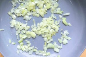 Sautéed onion in a pan.