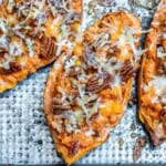 stuffed baked sweet potatoes with cheese and pecans.