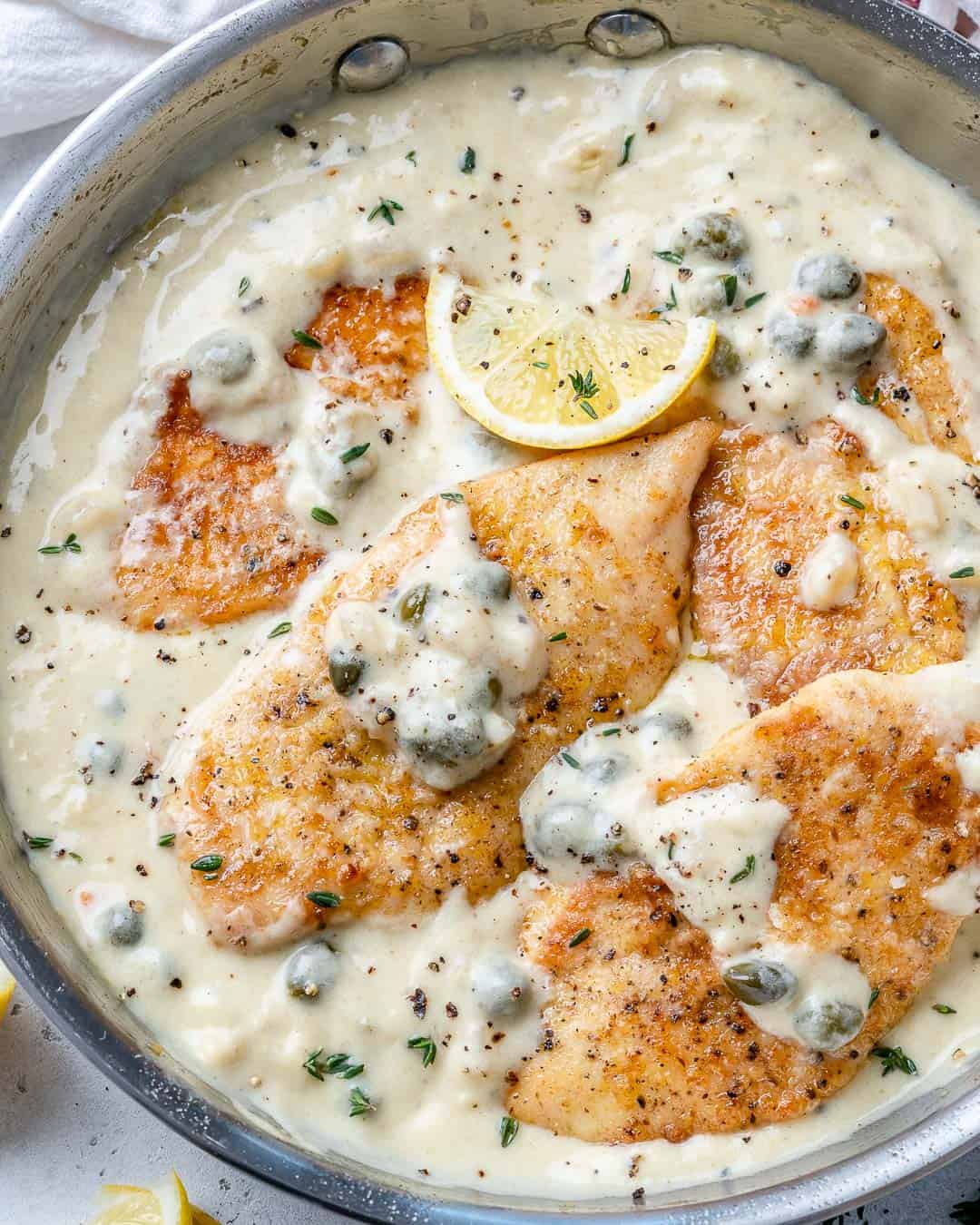 chicken piccata recipe with creamy sauce and capers