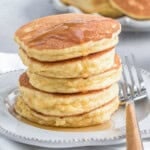 Stacks of keto pancakes on a plate.