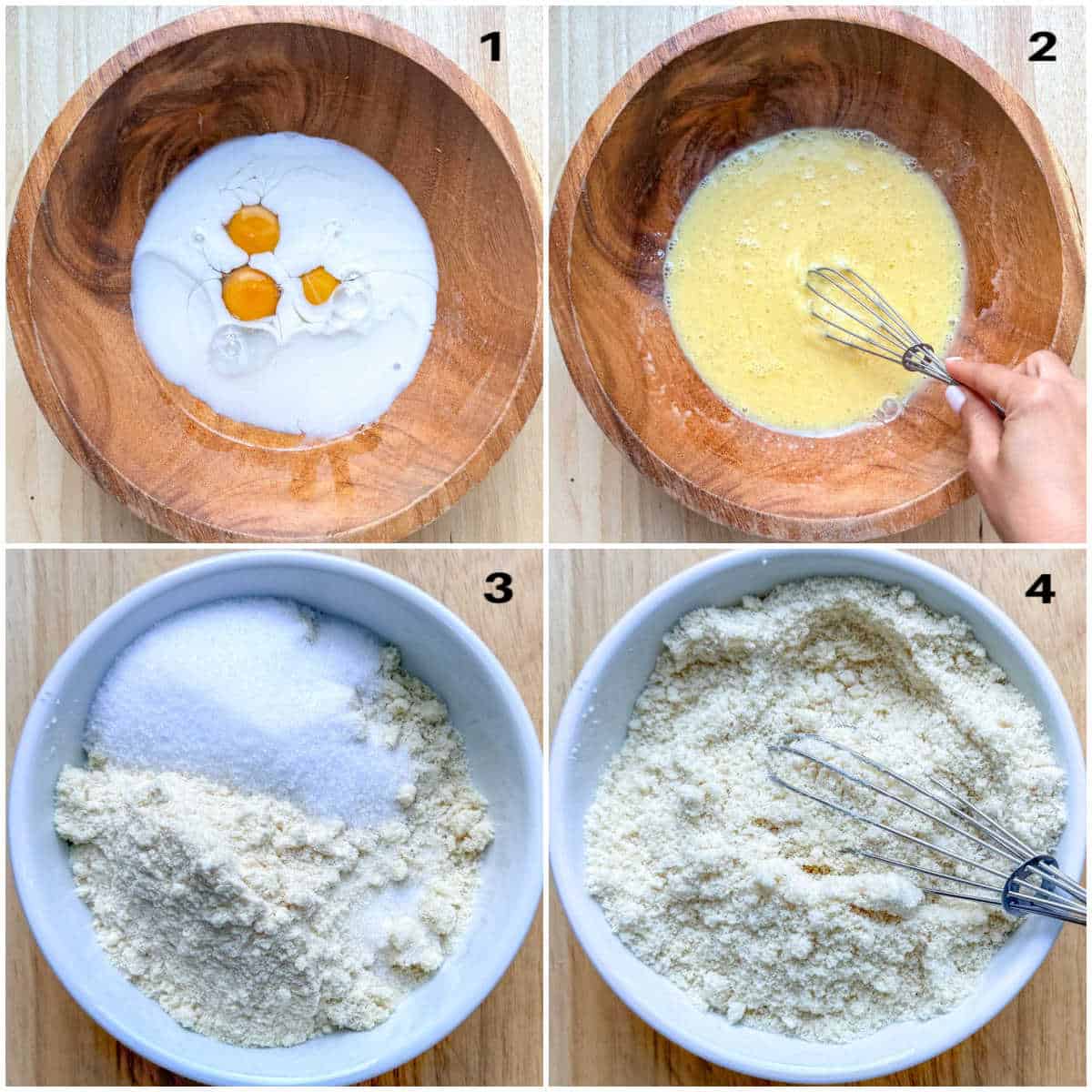 Collage to make the pancake batter.