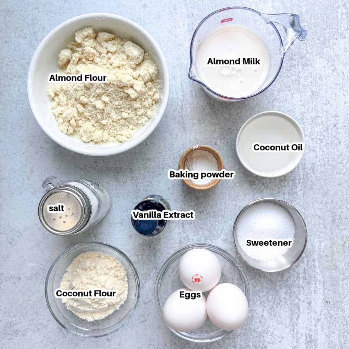 Ingredients for keto pancakes.
