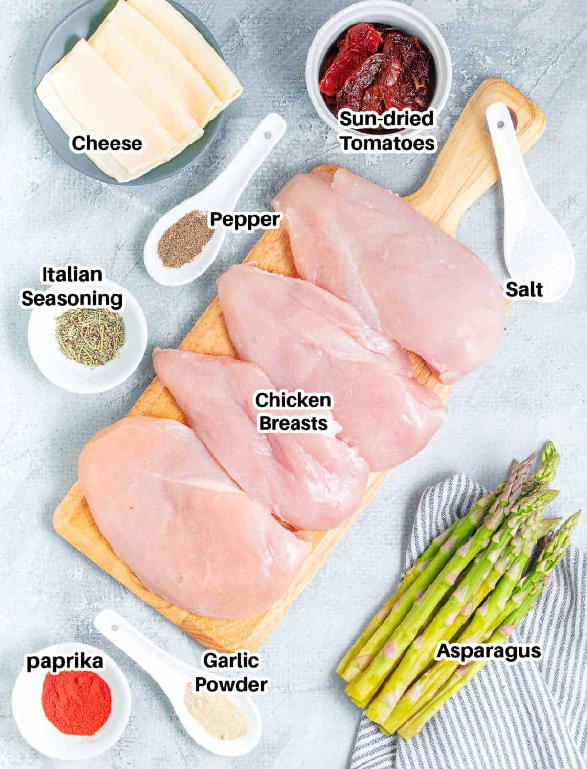 ingredients to make stuffed chicken breasts.