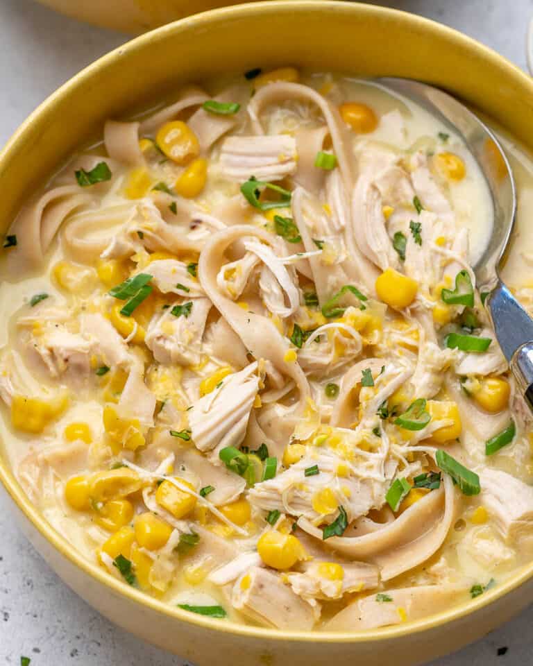 Easy Creamy Chicken Noodle Soup | Healthy Fitness Meals