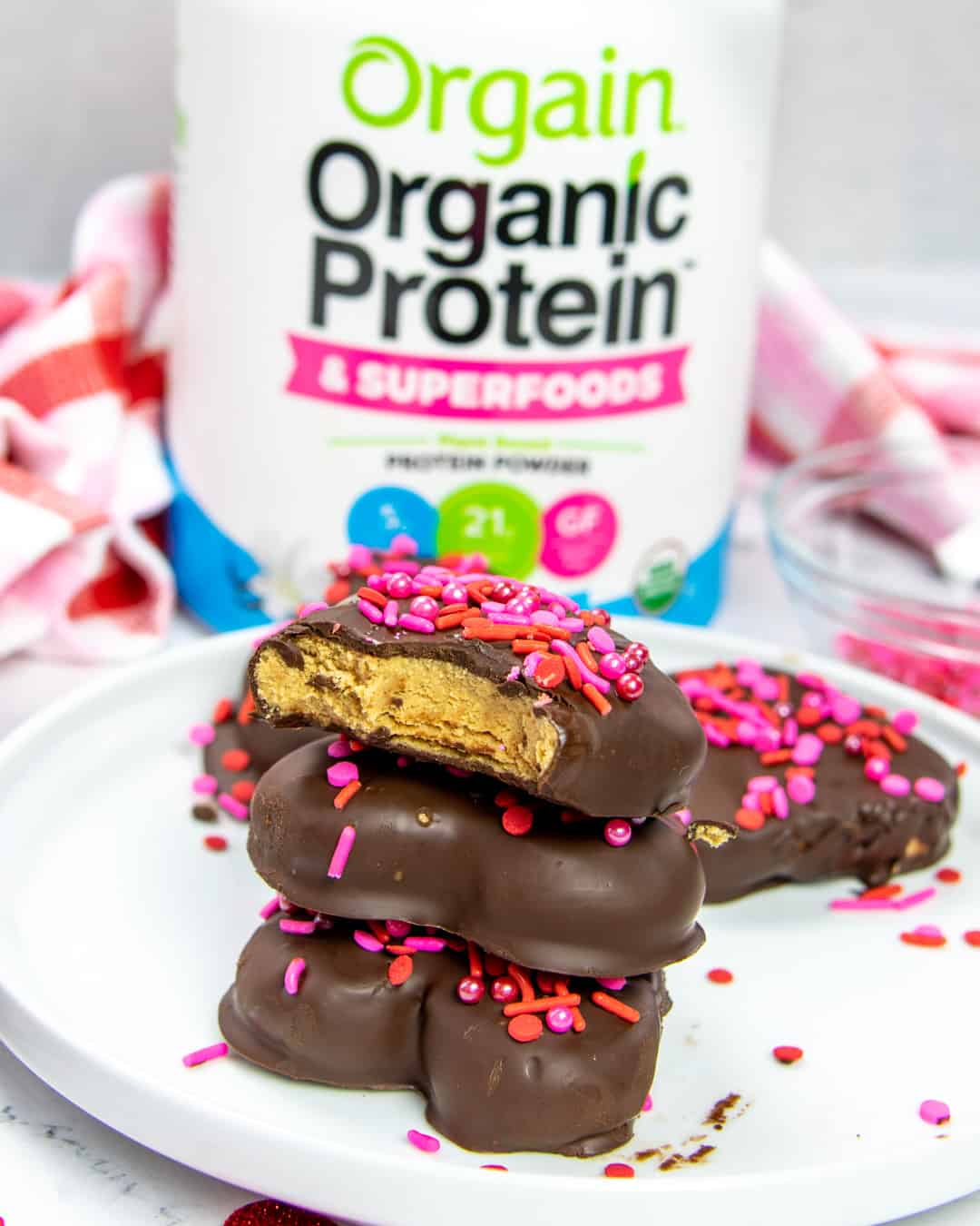 chocolate peanut butter protein hearts 