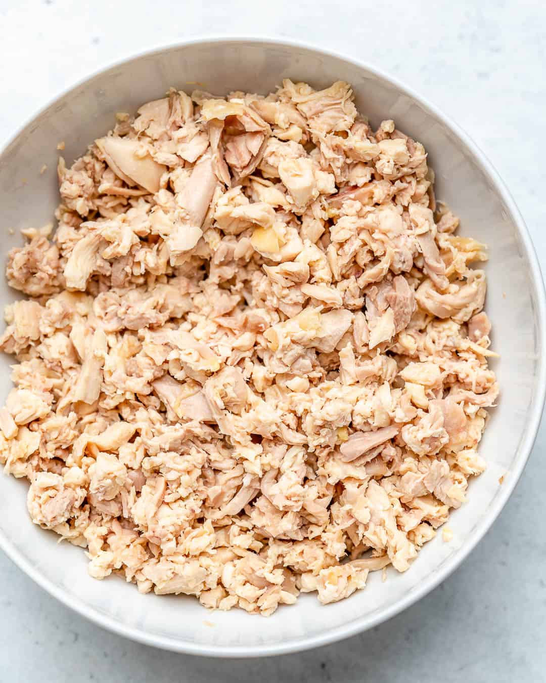 shredded chicken in bowl