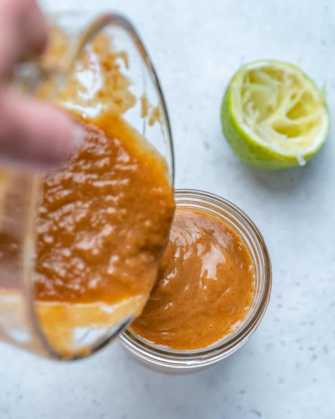 Pour Healthy Thai Peanut Sauce into serving bowl or jar. 