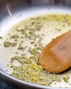 garlic sauteed in pan