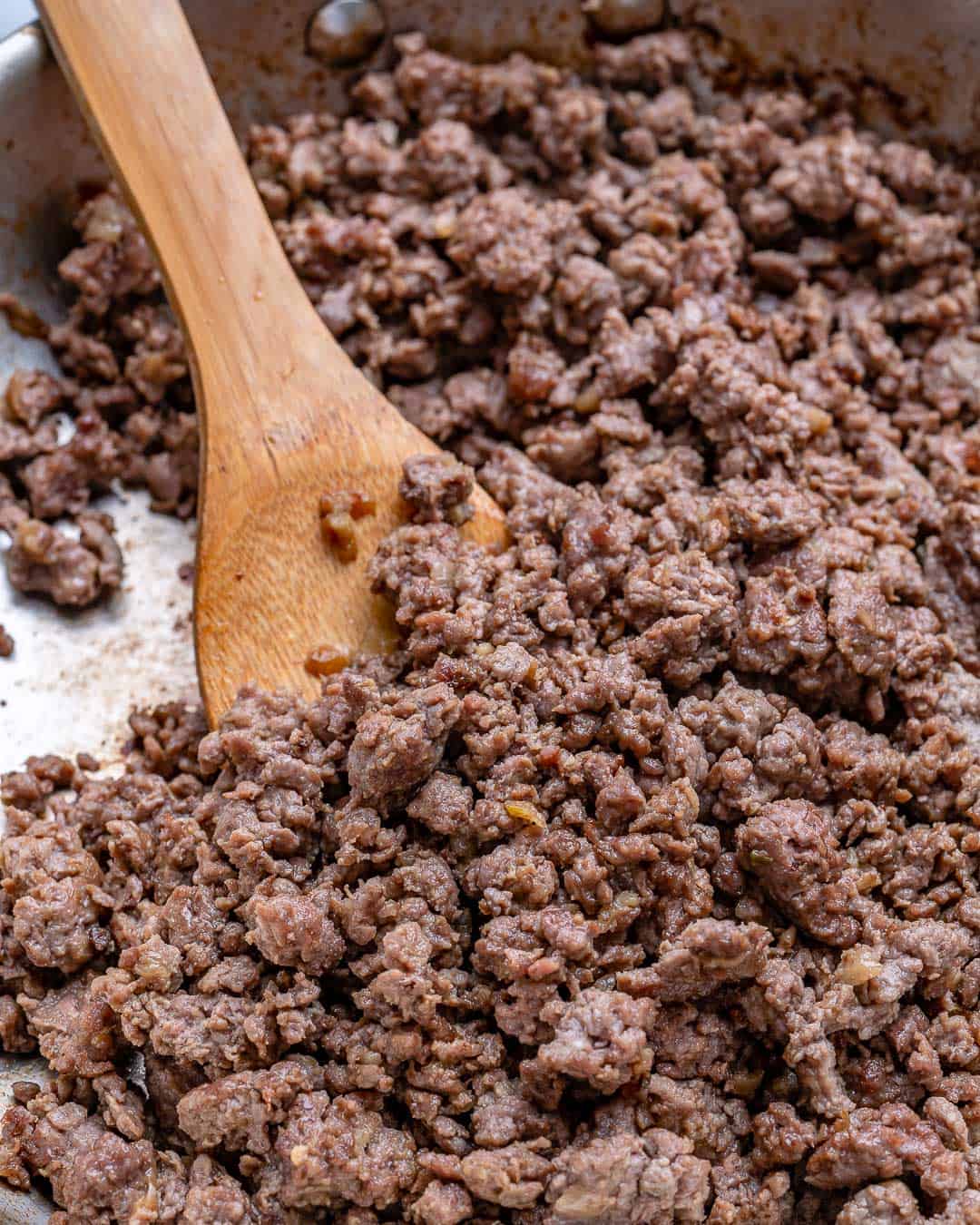 Cook the ground beef until it is no longer pink. 
