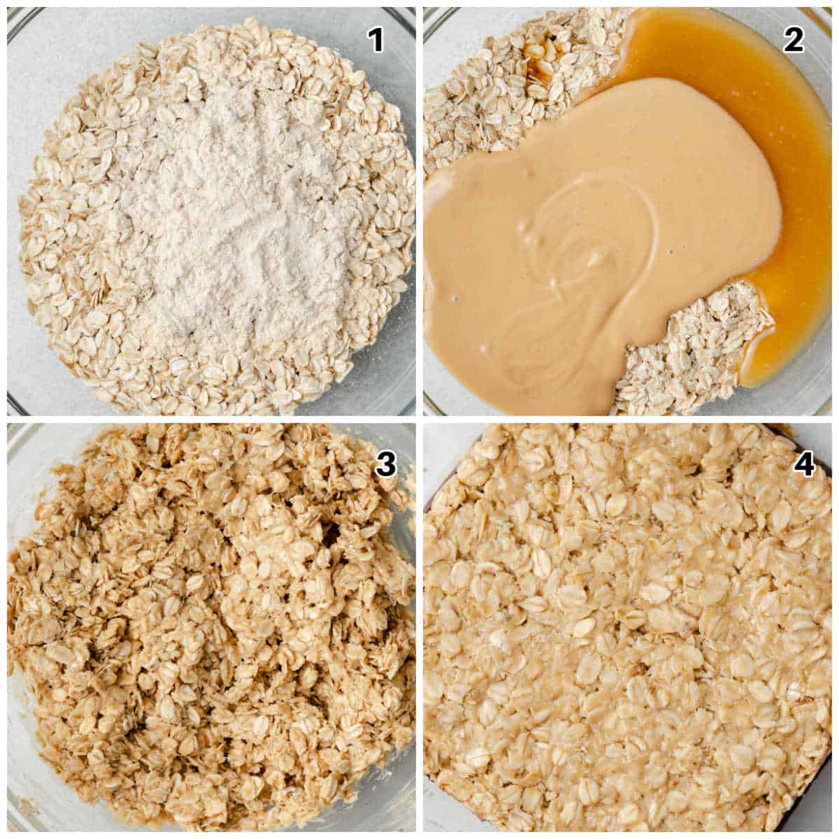 collage image of making oat bars.