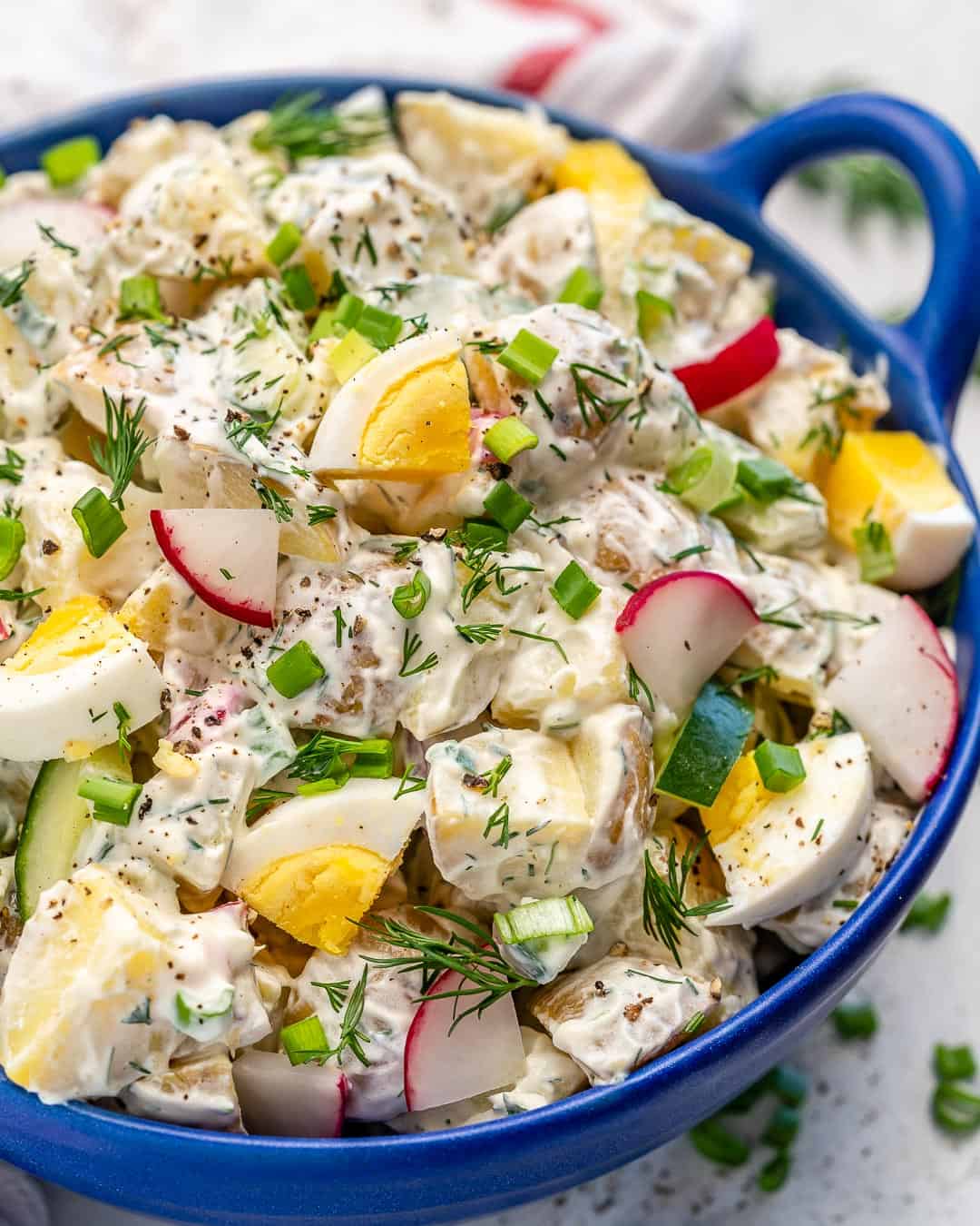 healthy potato salad with eggs and radish