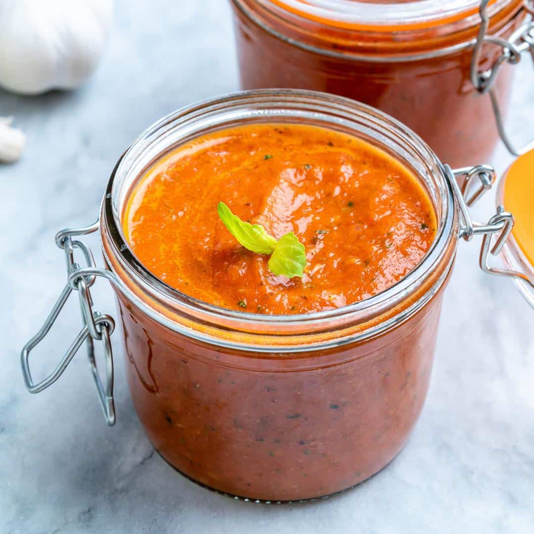 marinara sauce stored in jar