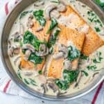 Salmon florentine recipe with spinach and mushrooms