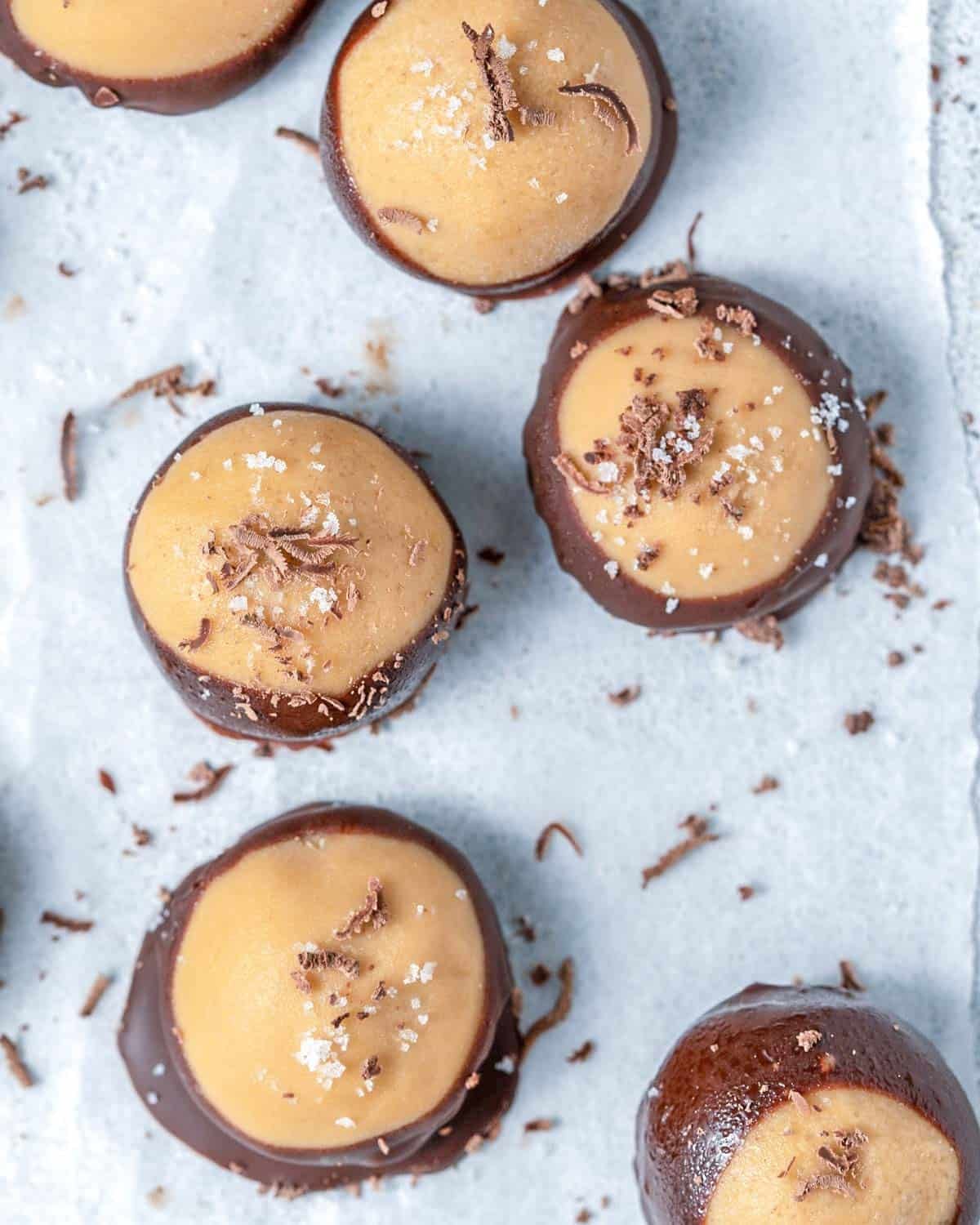 buckeye balls on a parchment paper