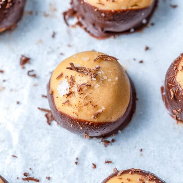 buckeye ball that's no bake and coated with chocolate.