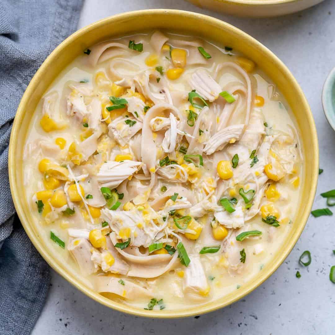 Easy Creamy Chicken Noodle Soup | Healthy Fitness Meals