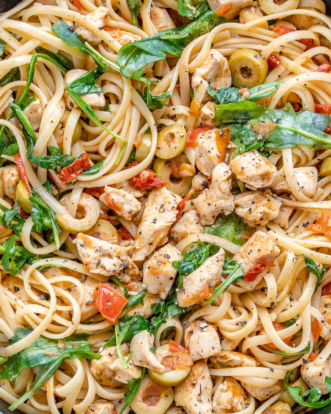 close up of chicken and pasta