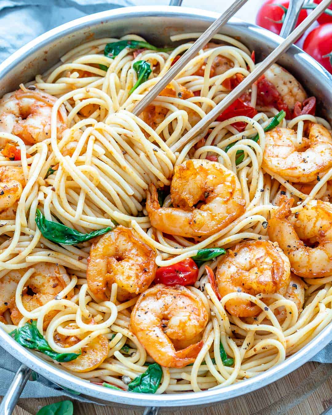 Simple Garlic Shrimp Spaghetti | Healthy Fitness Meals