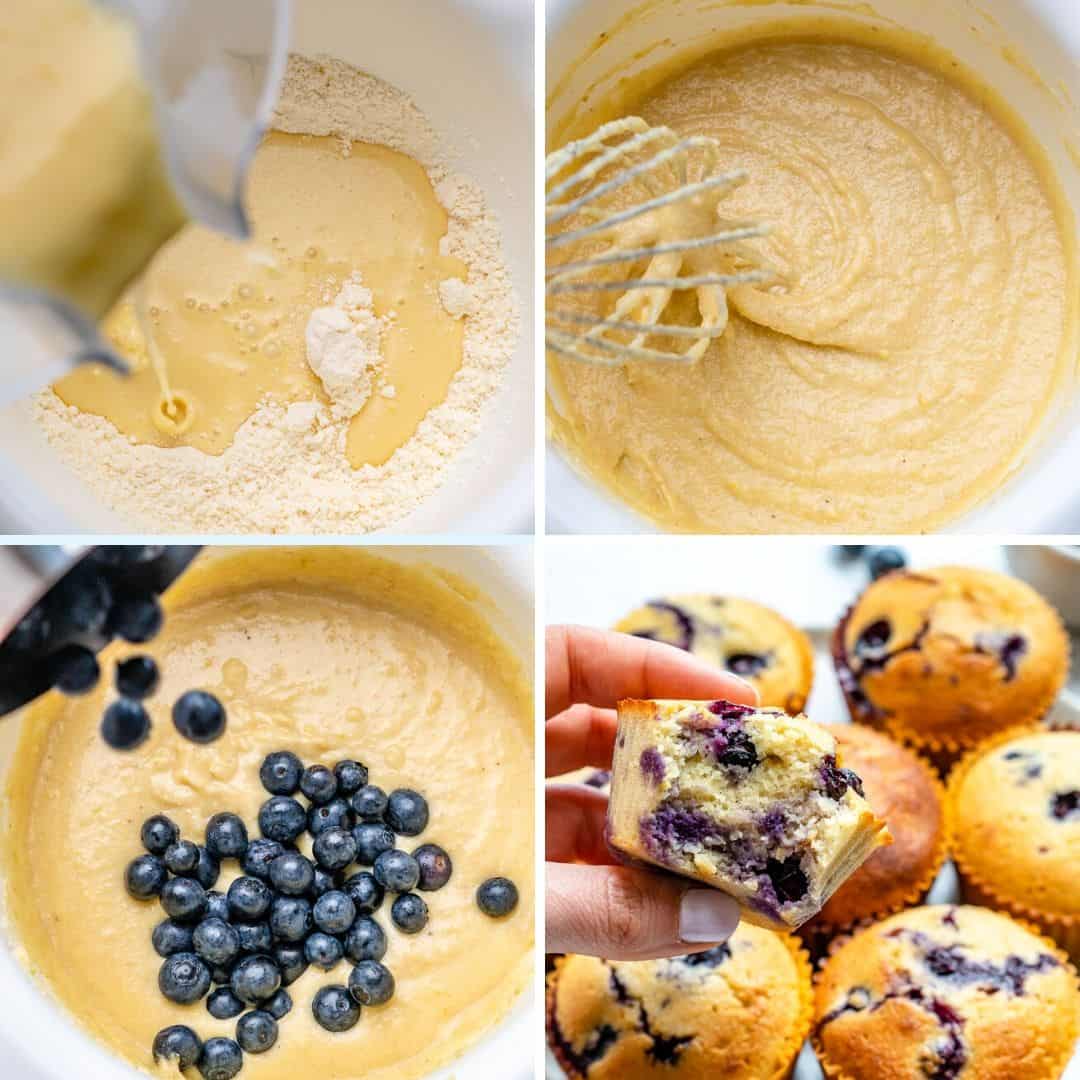 how to make blueberry muffins collage