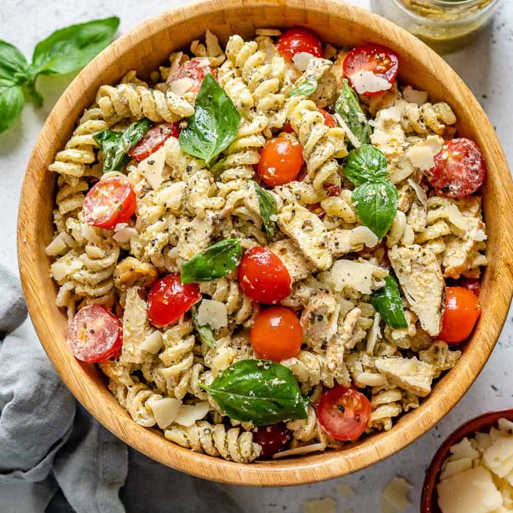 Creamy Chicken Pesto Pasta Salad - Healthy Fitness Meals