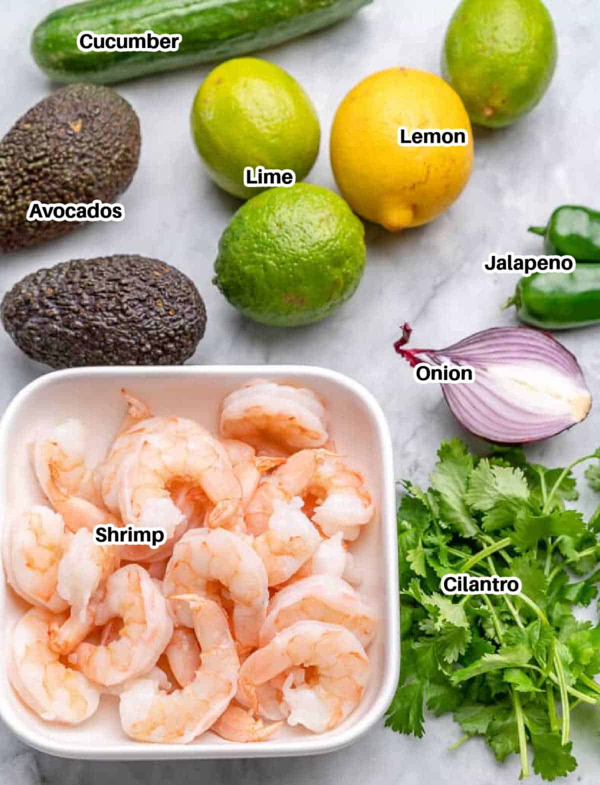 ingredients to make shrimp ceviche.