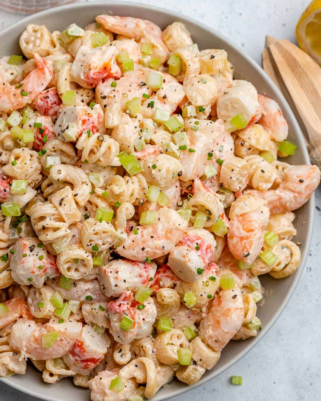 top view of pasta salad 