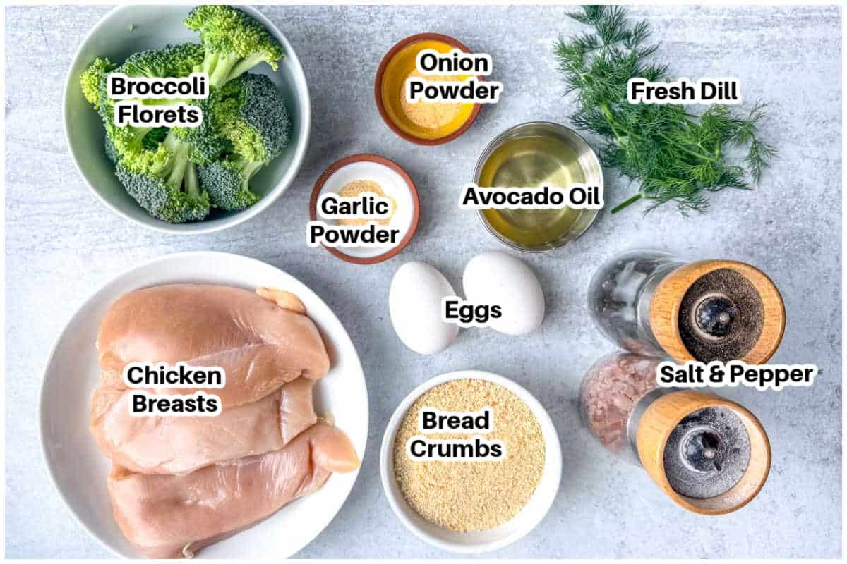 ingredients for broccoli chicken fritters.
