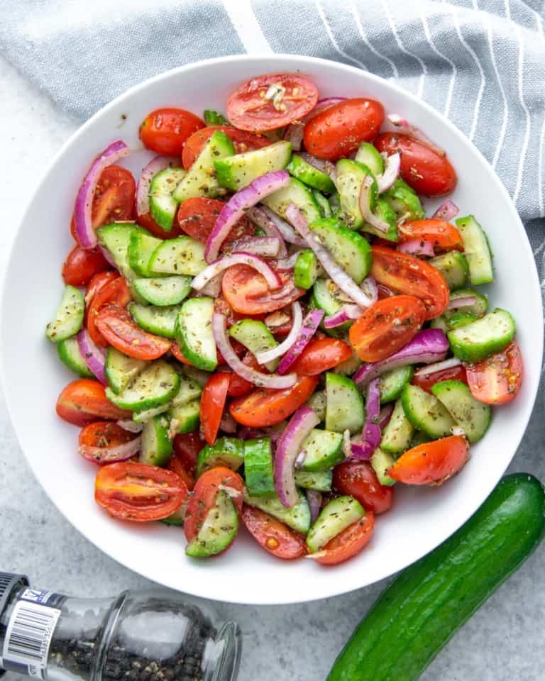 The BEST Cucumber and Tomato Salad | Healthy Fitness Meals
