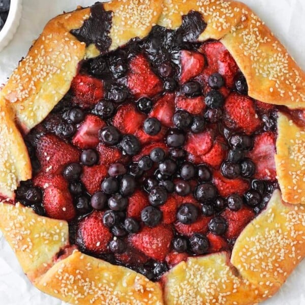top view of baked berry galette